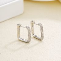 1 Pair Ig Style Simple Style Square Plating Inlay Copper Zircon White Gold Plated Earrings main image 5