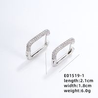 1 Pair Ig Style Simple Style Square Plating Inlay Copper Zircon White Gold Plated Earrings sku image 1