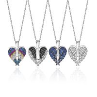 Ig Style Simple Style Heart Shape Wings Copper Zircon Pendant Necklace In Bulk main image 1