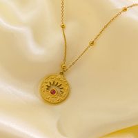 304 Stainless Steel 14K Gold Plated Simple Style Round Zircon Pendant Necklace main image 3