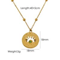 304 Stainless Steel 14K Gold Plated Simple Style Round Zircon Pendant Necklace sku image 1
