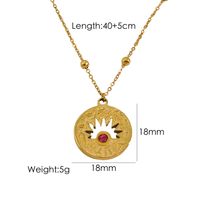 304 Stainless Steel 14K Gold Plated Simple Style Round Zircon Pendant Necklace sku image 2