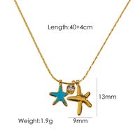 304 Stainless Steel 14K Gold Plated Simple Style Enamel Inlay Starfish Zircon Pendant Necklace main image 2