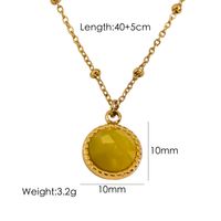 304 Stainless Steel 14K Gold Plated Simple Style Plating Inlay Round Natural Stone Pendant Necklace sku image 1