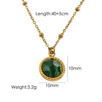 304 Stainless Steel 14K Gold Plated Simple Style Plating Inlay Round Natural Stone Pendant Necklace sku image 3