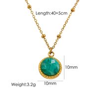 304 Stainless Steel 14K Gold Plated Simple Style Plating Inlay Round Natural Stone Pendant Necklace sku image 4