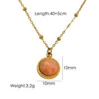 304 Stainless Steel 14K Gold Plated Simple Style Plating Inlay Round Natural Stone Pendant Necklace sku image 5