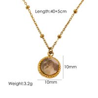 304 Stainless Steel 14K Gold Plated Simple Style Plating Inlay Round Natural Stone Pendant Necklace sku image 6