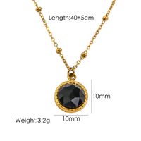304 Stainless Steel 14K Gold Plated Simple Style Plating Inlay Round Natural Stone Pendant Necklace sku image 7