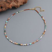 Classic Style Color Block Stainless Steel Natural Stone Seed Bead Beaded Women's Necklace main image 1