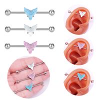 1 Piece Simple Style Classic Style Fish Tail Epoxy Plating Inlay Stainless Steel Acrylic Rhinestones White Gold Plated Ear Studs main image 1