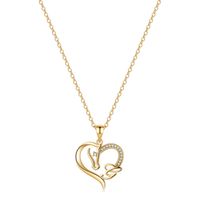 Elegant Cute Letter Heart Shape Horse Copper 14k Gold Plated Zircon Pendant Necklace In Bulk sku image 6