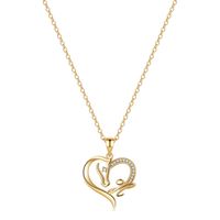 Elegant Cute Letter Heart Shape Horse Copper 14k Gold Plated Zircon Pendant Necklace In Bulk sku image 7
