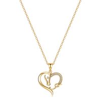 Elegant Cute Letter Heart Shape Horse Copper 14k Gold Plated Zircon Pendant Necklace In Bulk sku image 8