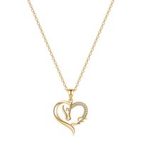 Elegant Cute Letter Heart Shape Horse Copper 14k Gold Plated Zircon Pendant Necklace In Bulk sku image 9