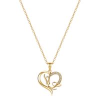 Elegant Cute Letter Heart Shape Horse Copper 14k Gold Plated Zircon Pendant Necklace In Bulk sku image 11