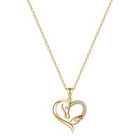 Elegant Cute Letter Heart Shape Horse Copper 14k Gold Plated Zircon Pendant Necklace In Bulk sku image 13