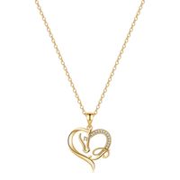 Elegant Cute Letter Heart Shape Horse Copper 14k Gold Plated Zircon Pendant Necklace In Bulk sku image 14