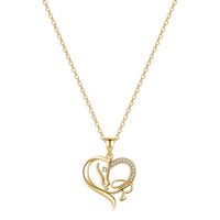Elegant Cute Letter Heart Shape Horse Copper 14k Gold Plated Zircon Pendant Necklace In Bulk sku image 15