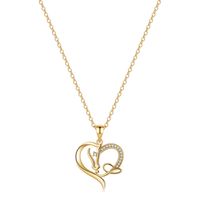 Elegant Cute Letter Heart Shape Horse Copper 14k Gold Plated Zircon Pendant Necklace In Bulk sku image 16