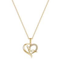 Elegant Cute Letter Heart Shape Horse Copper 14k Gold Plated Zircon Pendant Necklace In Bulk sku image 17