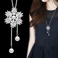 Ig Style Shiny Snowflake Alloy Copper Plating Inlay Artificial Crystal Artificial Pearls Rhinestones Women's Sweater Chain main image 1