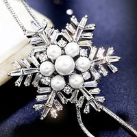 Ig Style Shiny Snowflake Alloy Copper Plating Inlay Artificial Crystal Artificial Pearls Rhinestones Women's Sweater Chain main image 5
