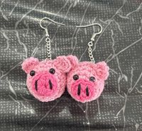 1 Pair Cute Bear Pig Frog Knit Zinc Alloy Drop Earrings sku image 1