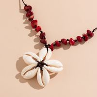 Vacation Ethnic Style Flower Turquoise Jade Line Shell Beaded Three-dimensional Women's Pendant Necklace main image 4