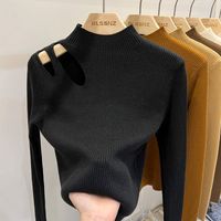 Women's Sweater Long Sleeve Sweaters & Cardigans Hollow Out Casual Solid Color main image 6