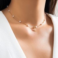 Retro Simple Style Classic Style Rectangle Zircon Imitation Pearl Copper Wholesale Pendant Necklace main image 3