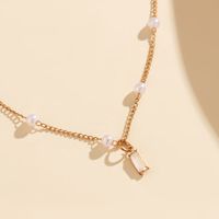 Retro Simple Style Classic Style Rectangle Zircon Imitation Pearl Copper Wholesale Pendant Necklace main image 4