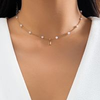 Retro Simple Style Classic Style Rectangle Zircon Imitation Pearl Copper Wholesale Pendant Necklace sku image 1