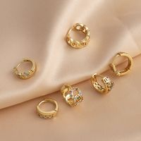 1 Pair Modern Style Simple Style Round Plating Inlay Copper Zircon 18k Gold Plated Earrings main image 1