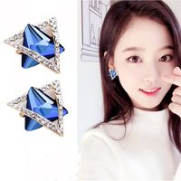 1 Pair Simple Style Triangle Hexagram Plating Inlay Stainless Steel Alloy Artificial Gemstones 18k Gold Plated Ear Studs main image 1