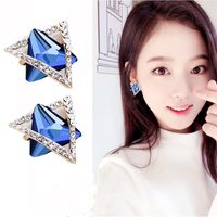 1 Pair Simple Style Triangle Hexagram Plating Inlay Stainless Steel Alloy Artificial Gemstones 18k Gold Plated Ear Studs main image 8