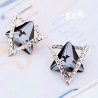 1 Pair Simple Style Triangle Hexagram Plating Inlay Stainless Steel Alloy Artificial Gemstones 18k Gold Plated Ear Studs main image 6