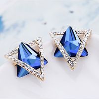 1 Pair Simple Style Triangle Hexagram Plating Inlay Stainless Steel Alloy Artificial Gemstones 18k Gold Plated Ear Studs main image 4