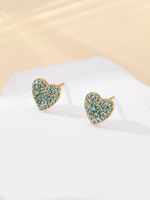 1 Pair IG Style Simple Style Heart Shape Plating Inlay 304 Stainless Steel Zircon 18K Gold Plated Ear Studs main image 5