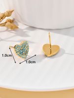 1 Pair IG Style Simple Style Heart Shape Plating Inlay 304 Stainless Steel Zircon 18K Gold Plated Ear Studs main image 4