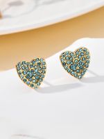 1 Pair IG Style Simple Style Heart Shape Plating Inlay 304 Stainless Steel Zircon 18K Gold Plated Ear Studs main image 1