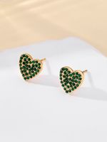 1 Pair IG Style Simple Style Heart Shape Plating Inlay 304 Stainless Steel Zircon 18K Gold Plated Ear Studs main image 6