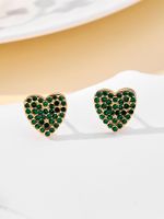 1 Pair IG Style Simple Style Heart Shape Plating Inlay 304 Stainless Steel Zircon 18K Gold Plated Ear Studs main image 7