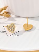 1 Pair IG Style Simple Style Heart Shape Plating Inlay 304 Stainless Steel Zircon 18K Gold Plated Ear Studs main image 3