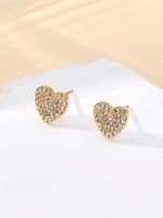 1 Pair IG Style Simple Style Heart Shape Plating Inlay 304 Stainless Steel Zircon 18K Gold Plated Ear Studs main image 8