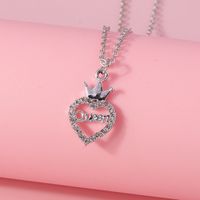 Simple Style Heart Shape Zinc Alloy Inlay Glass Women's Pendant Necklace main image 4