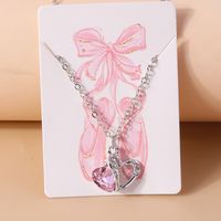 Einfacher Stil Herzform Zinklegierung Inlay Glas Frau Halskette Mit Anhänger main image 6