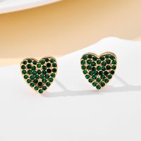 1 Pair IG Style Simple Style Heart Shape Plating Inlay 304 Stainless Steel Zircon 18K Gold Plated Ear Studs sku image 2