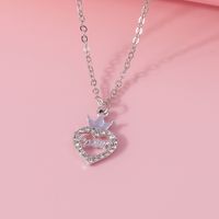 Simple Style Heart Shape Zinc Alloy Inlay Glass Women's Pendant Necklace sku image 1