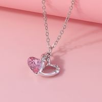 Simple Style Heart Shape Zinc Alloy Inlay Glass Women's Pendant Necklace sku image 3